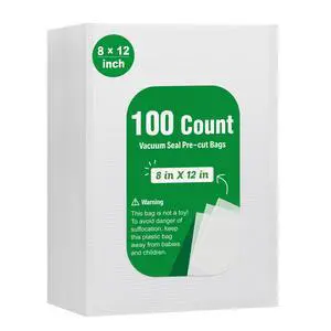 100 Count Vacuum Sealer Bags Quart 8 x 12 inch for Seal a Meal, Commercial Grade BPA Free Heavy Duty Precut Seal Bags, Food Vac Bags for Storage, Meal Prep or Sous Vide 100 Count Vacuum Sealer Bags Quart 8 x 12 inch for Seal a Meal, Commercial Grade BPA Free Heavy Duty Precut Seal Bags, Food Vac Bags for Storage, Meal Prep or Sous Vide