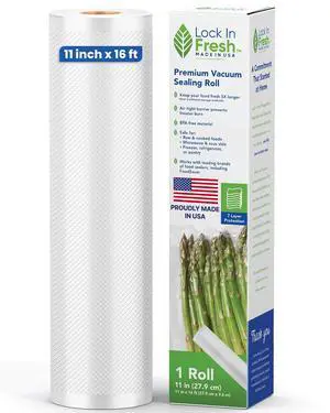 Vacuum Sealer Bags for Food - Heavy Duty Food Saver Vacuum Sealer Bag Rolls - Sous Vide, Seal a Meal Bags, 1-pack, 11" x 16' - Made in the USA Vacuum Sealer Bags for Food - Heavy Duty Food Saver Vacuum Sealer Bag Rolls - Sous Vide, Seal a Meal Bags, 1-pack, 11" x 16' - Made in the USA