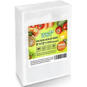 100 Single-Ply Vacuum Sealer Bags (8"x12" Quart) Pre-Separated, Commercial Grade, BPA Free for Food Storage, Sous Vide & Meal Prep 1 Pack (100 Count) 100 Single-Ply Vacuum Sealer Bags (8"x12" Quart) Pre-Separated, Commercial Grade, BPA Free for Food Storage, Sous Vide & Meal Prep 1 Pack (100 Count)