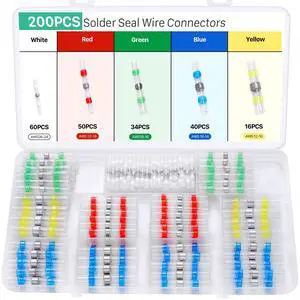 200PCS Solder Seal Wire Connectors Kit, Upgraded Heat Shrink Butt Wire Connectors, Waterproof Electrical Butt Splice Wire Terminals for Marine Automotive Trailer RV Boat Truck Wiring 200PCS Solder Seal Wire Connectors Kit, Upgraded Heat Shrink Butt Wire Connectors, Waterproof Electrical Butt Splice Wire Terminals for Marine Automotive Trailer RV Boat Truck Wiring