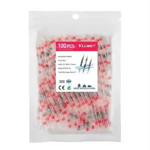 100PCS Solder Seal Wire Connectors AWG 22-18, Red Solder Seal Heat Shrink Butt Connectors Terminals Solders Sleeve Waterproof Wire Splice Connector for Marine Automotive Boat Wire Joint 100PCS Solder Seal Wire Connectors AWG 22-18, Red Solder Seal Heat Shrink Butt Connectors Terminals Solders Sleeve Waterproof Wire Splice Connector for Marine Automotive Boat Wire Joint