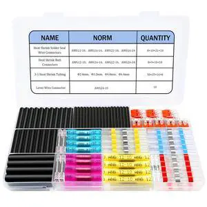 200 Pcs Heat-Shrink Butt Wire Connector Kit, Insulated Waterproof Electrical Wire Crimp Terminals and Butt Splices for Automotive Repair and Marine Applications 200 Pcs Heat-Shrink Butt Wire Connector Kit, Insulated Waterproof Electrical Wire Crimp Terminals and Butt Splices for Automotive Repair and Marine Applications