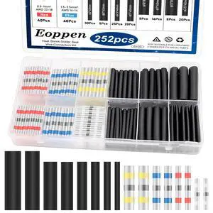252Pcs Solder Seal Wire Connectors Kit, 120Pcs Heat Shrink Wire Connectors & 132Pcs Heat Shrink Tubing Waterproof and Insulated Electrical Wire Terminals for Marine, Automotive 252Pcs Solder Seal Wire Connectors Kit, 120Pcs Heat Shrink Wire Connectors & 132Pcs Heat Shrink Tubing Waterproof and Insulated Electrical Wire Terminals for Marine, Automotive