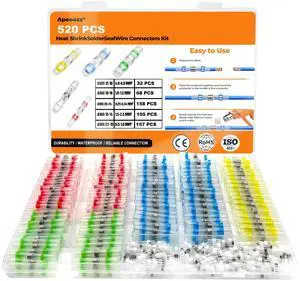 520PCS Solder Seal Wire Connectors - Waterproof Heat Shrink Butt Connectors - Insulated Electrical Marine Grade Wire Terminals - Automotive, Boat, Truck, Stereo Splice Kit (26-10 AWG, 5 Sizes/Colors) 520PCS Solder Seal Wire Connectors - Waterproof Heat Shrink Butt Connectors - Insulated Electrical Marine Grade Wire Terminals - Automotive, Boat, Truck, Stereo Splice Kit (26-10 AWG, 5 Sizes/Colors)