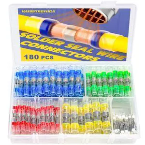 180PCS Solder Seal Wire Connectors-Heat Shrink Solder Wire Connectors-Waterproof Butt Connectors - Insulated Electrical Connectors Butt Splice(5Colors/5Size) 180PCS Solder Seal Wire Connectors-Heat Shrink Solder Wire Connectors-Waterproof Butt Connectors - Insulated Electrical Connectors Butt Splice(5Colors/5Size)