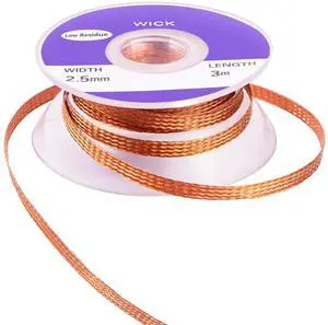 Solder Wicks, No-Clean Solder Braided Wicks Desoldering Wicks Solder Removal Tool, 0.1 Inch Width 3 Meter Length Solder Wicks, No-Clean Solder Braided Wicks Desoldering Wicks Solder Removal Tool, 0.1 Inch Width 3 Meter Length