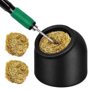 Soldering Iron Tip Cleaner,Non-slip Silicone Holder Solder Brass Tip Cleaner Kit for Cleaning Soldering Stations,Soldering Irons Tips,With 3 solder sponge Brass Cleanr Balls (Black) Soldering Iron Tip Cleaner,Non-slip Silicone Holder Solder Brass Tip Cleaner Kit for Cleaning Soldering Stations,Soldering Irons Tips,With 3 solder sponge Brass Cleanr Balls (Black)