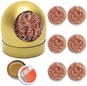 Soldering Iron Tip Cleaner Kit, Solder Tip Cleaning Brass With Holder, Soldering Rosin Flux Paste(0.35 oz / 10 g), 6pcs Replacement Solder Tip Cleaning for Cleaning Soldering Irons and Tips Soldering Iron Tip Cleaner Kit, Solder Tip Cleaning Brass With Holder, Soldering Rosin Flux Paste(0.35 oz / 10 g), 6pcs Replacement Solder Tip Cleaning for Cleaning Soldering Irons and Tips