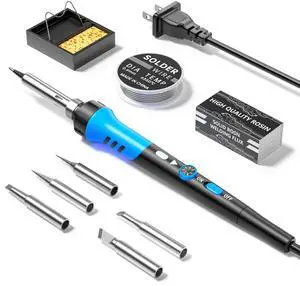 Soldering Iron Kit, 60W gun with Ceramic Heater, 9-in-1 solder kit tool, Adjustable Temperature 200 to 450, Iron Tips, wire, Solder Stand for Welding and Repairing Soldering Iron Kit, 60W gun with Ceramic Heater, 9-in-1 solder kit tool, Adjustable Temperature 200 to 450, Iron Tips, wire, Solder Stand for Welding and Repairing