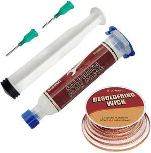 Desoldering Wick and No-Clean Soldering Flux Paste for Electronics, Solder Removal and Flux Kit Desoldering Wick and No-Clean Soldering Flux Paste for Electronics, Solder Removal and Flux Kit