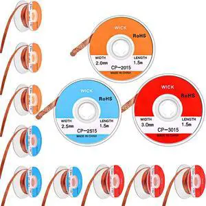 12 Pieces Solder Wick 1.5 Meter Length Braided Wicks Desoldering No-clean Solder Braid Wick Set(0.08", 0.1", 0.12",) 12 Pieces Solder Wick 1.5 Meter Length Braided Wicks Desoldering No-clean Solder Braid Wick Set(0.08", 0.1", 0.12",)