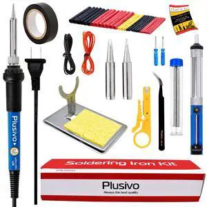 Soldering Iron Kit, 60W Adjustable Temperature 15-in-1, Solder Wire, 2 pcs Tips, Wire Cutter, Desoldering Pump, Tweezers, Fast Heating for Desoldering Electronics Repair Hobby DIY 120V US Plug Soldering Iron Kit, 60W Adjustable Temperature 15-in-1, Solder Wire, 2 pcs Tips, Wire Cutter, Desoldering Pump, Tweezers, Fast Heating for Desoldering Electronics Repair Hobby DIY 120V US Plug