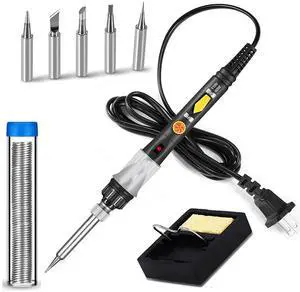 Soldering Iron Kit, Portable Soldering Gun with ON/OFF Switch, Adjustable Temperature 200~450,5 pcs Soldering Iron Tips, Solder Wire, Stand, Welding Tool Soldering Iron Kit, Portable Soldering Gun with ON/OFF Switch, Adjustable Temperature 200~450,5 pcs Soldering Iron Tips, Solder Wire, Stand, Welding Tool