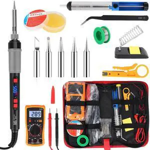 Soldering Iron Kit, 60W Soldering Tools with LCD Digital Display, 180°-500°C / 356°-932°F Adjustable Temperature, 5 Tips for Electronics Repair, Jewelry, DIY Projects Soldering Iron Kit, 60W Soldering Tools with LCD Digital Display, 180°-500°C / 356°-932°F Adjustable Temperature, 5 Tips for Electronics Repair, Jewelry, DIY Projects