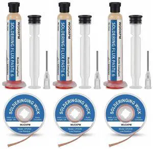 3 Pack Soldering Flux Paste and Solder Wick Kit, Lead Free No Clean Flux for Electronic Soldering, Soldering Remover Tool, PCB Maintenance and DIY Electronic Projects 3 Pack Soldering Flux Paste and Solder Wick Kit, Lead Free No Clean Flux for Electronic Soldering, Soldering Remover Tool, PCB Maintenance and DIY Electronic Projects
