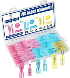 54PCS Heat Shrink Bullet Wire Connectors Kit 22-10AWG Waterproof Bullet connectors Heat Shrink Female&Male Connector for Automotive Boat Stereo Industrial Equipment 54PCS Heat Shrink Bullet Wire Connectors Kit 22-10AWG Waterproof Bullet connectors Heat Shrink Female&Male Connector for Automotive Boat Stereo Industrial Equipment