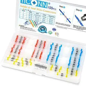 100 Pcs Solder Seal Wire Connectors, Heat Shrink Butt Connectors, Waterproof and Insulated Electrical Wire Terminals, Butt Splice (100PCS) 100 Pcs Solder Seal Wire Connectors, Heat Shrink Butt Connectors, Waterproof and Insulated Electrical Wire Terminals, Butt Splice (100PCS)