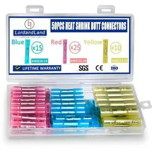 50 Pcs Heat Shrink Butt Connectors Kit,Heat Shrink Wire Connectors,Waterproof Insulated Marine Automotive Crimp Terminals Butt Splice for Marine Automotive Motorcycle Truck Electrical 50 Pcs Heat Shrink Butt Connectors Kit,Heat Shrink Wire Connectors,Waterproof Insulated Marine Automotive Crimp Terminals Butt Splice for Marine Automotive Motorcycle Truck Electrical