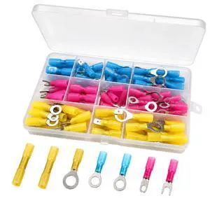 120PCS Marine Grade Heat Shrink Wire Connectors, Electrical Connectors Kit with Waterproof Crimp Terminals for Automotive, Marine, Boat, Including Ring, Fork, Spade and Butt Insulated Splices 120PCS Marine Grade Heat Shrink Wire Connectors, Electrical Connectors Kit with Waterproof Crimp Terminals for Automotive, Marine, Boat, Including Ring, Fork, Spade and Butt Insulated Splices