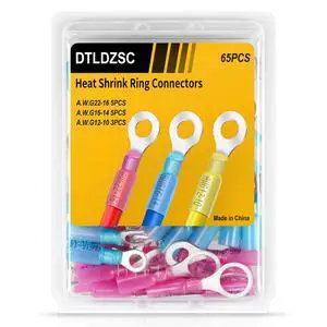 65PCS Marine Grade Heat Shrink Wire Connectors-Electrical Connectors Kit of Tinned Red Copper,Crimp Insulated Ring Fork Spade Butt Splice AWG22-16 16-14 12-10 Gauge (65pcs Kit, AWG 22-10) 65PCS Marine Grade Heat Shrink Wire Connectors-Electrical Connectors Kit of Tinned Red Copper,Crimp Insulated Ring Fork Spade Butt Splice AWG22-16 16-14 12-10 Gauge (65pcs Kit, AWG 22-10)