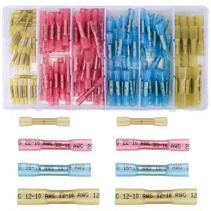 130 Pcs Heat Shrink Butt Connectors Kit, 10-26 AWG Butt Splice Electrical Wire Connectors Kit, Waterproof Insulated Marine Automotive Crimp Terminals Butt Splice Connectors for Boat Truck 130 Pcs Heat Shrink Butt Connectors Kit, 10-26 AWG Butt Splice Electrical Wire Connectors Kit, Waterproof Insulated Marine Automotive Crimp Terminals Butt Splice Connectors for Boat Truck