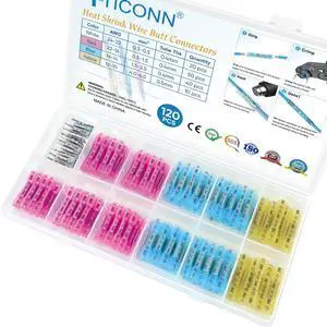 120 PCS Heat Shrink Butt Connectors Kit, AWG 24 10 4 Sizes Butt Splice, Insulated Waterproof Electrical Marine Automotive Wire Crimp Terminals (120pcs) 120 PCS Heat Shrink Butt Connectors Kit, AWG 24 10 4 Sizes Butt Splice, Insulated Waterproof Electrical Marine Automotive Wire Crimp Terminals (120pcs)