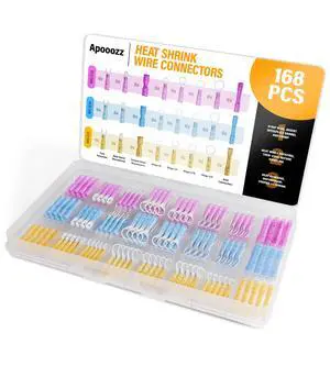 168 Pcs Heat Shrink Wire Connectors Kit- Electrical Waterproof Crimp Terminals Set- Insulated Rings Forks Spade Butt Splices- Wiring Connector Assortment for Automotive Marine Boat 168 Pcs Heat Shrink Wire Connectors Kit- Electrical Waterproof Crimp Terminals Set- Insulated Rings Forks Spade Butt Splices- Wiring Connector Assortment for Automotive Marine Boat