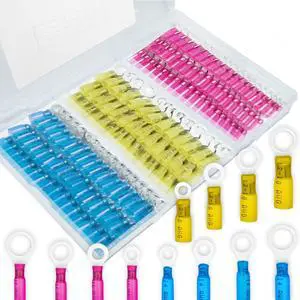 180 PCS Heat Shrink Wire Connectors, Ring Terminals Kits, Automotive Marine Ring Terminal Connectors for 10 12 14 16 18 22 AWG by Housun 180 PCS Heat Shrink Wire Connectors, Ring Terminals Kits, Automotive Marine Ring Terminal Connectors for 10 12 14 16 18 22 AWG by Housun