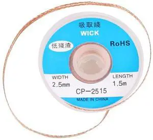 Solder Wicks, No-Clean Solder Braided Wicks Desoldering Wicks Solder Copper Wire Removal Tool, 2.5mm Width, 1.5 Meters Length, Roll of 1 Solder Wicks, No-Clean Solder Braided Wicks Desoldering Wicks Solder Copper Wire Removal Tool, 2.5mm Width, 1.5 Meters Length, Roll of 1