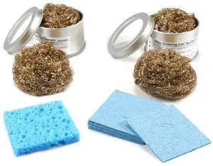 Brass Wire & High-Temperature Sponge Soldering Iron Tip Cleaner Combo Kit for Solder & Flux Residues Cleaning, 12-Piece Set Brass Wire & High-Temperature Sponge Soldering Iron Tip Cleaner Combo Kit for Solder & Flux Residues Cleaning, 12-Piece Set