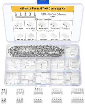 460 Pcs JST-XH 2.54mm Connector Kit, 2.54mm Male and Female 2/3/4/5/6 Pin Header Housing Connector Adapter Plug, JST-XH Terminal Wires Cables Socket Connectors Kit 460 Pcs JST-XH 2.54mm Connector Kit, 2.54mm Male and Female 2/3/4/5/6 Pin Header Housing Connector Adapter Plug, JST-XH Terminal Wires Cables Socket Connectors Kit