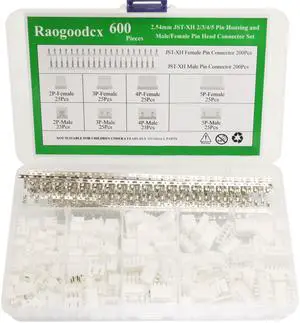 600Pcs 2.54mm JST-XHP 2/3 / 4/5 Pin housing and Male/Female Pin Head Connector Adapter Plug Set 600Pcs 2.54mm JST-XHP 2/3 / 4/5 Pin housing and Male/Female Pin Head Connector Adapter Plug Set