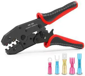 Ratcheting Crimping Tool for Heat Shrink Connectors - Electrical Wire Crimper Tool for Insulated Terminals (AWG 20-10, 0.5-6.0mm²) - Automotive, Marine & Outdoor Wiring Projects Ratcheting Crimping Tool for Heat Shrink Connectors - Electrical Wire Crimper Tool for Insulated Terminals (AWG 20-10, 0.5-6.0mm²) - Automotive, Marine & Outdoor Wiring Projects