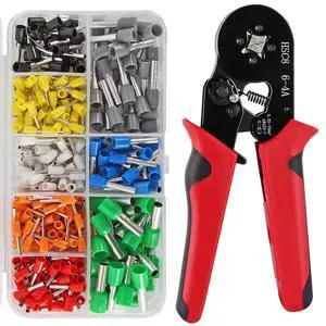 Ferrule Crimping Tool Kit, Crimper Plier with 400PCS Wire Ferrules Kit Wire End Terminals, Self-adjustable Ratchet Tool Set for AWG 23-7 Cable connectors, 0.25-10mm² (HSC8 6-4A + 400) Ferrule Crimping Tool Kit, Crimper Plier with 400PCS Wire Ferrules Kit Wire End Terminals, Self-adjustable Ratchet Tool Set for AWG 23-7 Cable connectors, 0.25-10mm² (HSC8 6-4A + 400)