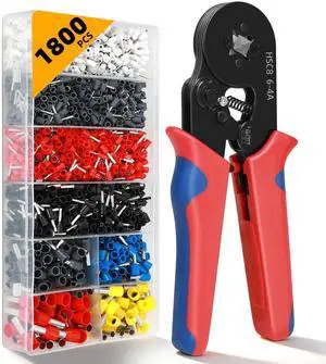 Ferrule Crimping Tool Kit - 1800PCS Wire Ferrules (AWG 23-7) with Self-Adjusting Ratchet Crimper Plier, Wire Ends Terminals Connectors Set for Electrical Wiring, Automotive, Audio, DIY Ferrule Crimping Tool Kit - 1800PCS Wire Ferrules (AWG 23-7) with Self-Adjusting Ratchet Crimper Plier, Wire Ends Terminals Connectors Set for Electrical Wiring, Automotive, Audio, DIY