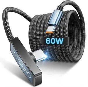 90 Degree USB C to C Cable 60W 2Pack 6.6ft Fast Charging Right Angle 90 Degree USB C to C Cable 60W 2Pack 6.6ft Fast Charging Right Angle