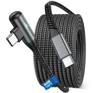 USB C Cable 60W Fast Charging 16ft Long Braided-Durable Cord Black USB C Cable 60W Fast Charging 16ft Long Braided-Durable Cord Black