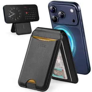 for MagSafe Wallet, Magnetic Wallet for Phone with Adjustable Stand Lightweight Leather Magnetic Card Holder for iPhone 17/16/15/14/13/12 Series, Not for iPhone 13/12 Mini (Black) for MagSafe Wallet, Magnetic Wallet for Phone with Adjustable Stand Lightweight Leather Magnetic Card Holder for iPhone 17/16/15/14/13/12 Series, Not for iPhone 13/12 Mini (Black)