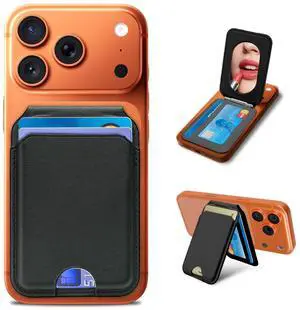 Magnetic Phone Wallet With Makeup mirror 4 Card Holder with Adjustable Stand,RFID-Blocking Magsafe Wallet for iPhone 17/16/15/14/13/12 Pro Max Series Cases(Black) Magnetic Phone Wallet With Makeup mirror 4 Card Holder with Adjustable Stand,RFID-Blocking Magsafe Wallet for iPhone 17/16/15/14/13/12 Pro Max Series Cases(Black)
