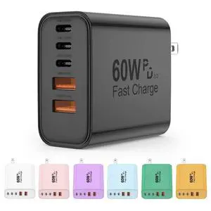 USB C Charger Block, 60W 5 in 1 Charging Blocks, PD 3.0 Fast Charger, QC 2A Black Wall Plug Multiport Type C Charging Block for iPhone 17 16 15 14 13 12 Pro Max, iPad, iPod, Samsung, AirPods Pro USB C Charger Block, 60W 5 in 1 Charging Blocks, PD 3.0 Fast Charger, QC 2A Black Wall Plug Multiport Type C Charging Block for iPhone 17 16 15 14 13 12 Pro Max, iPad, iPod, Samsung, AirPods Pro