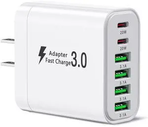 USB Wall Charger Block, 70W 6-Port 2USBC+4USBA Fast Charging Block, USBC Multiport Wall Plug for iPhone 17/16/15/14/13/12, Samsung S25/S24/S23Universal Power Adapter USB Wall Charger Block, 70W 6-Port 2USBC+4USBA Fast Charging Block, USBC Multiport Wall Plug for iPhone 17/16/15/14/13/12, Samsung S25/S24/S23Universal Power Adapter