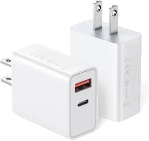 2 Pack USB C Charger Block, Charging Block Type C Dual Port PD 20W USB-C Plug & QC 3.0 USB-A Power Adapter Cube Wall Chargers for iPhone 17 Pro Max/16/15/14/13/12/11/XS/XR/X/8, iPad, Samsung, Pixel 2 Pack USB C Charger Block, Charging Block Type C Dual Port PD 20W USB-C Plug & QC 3.0 USB-A Power Adapter Cube Wall Chargers for iPhone 17 Pro Max/16/15/14/13/12/11/XS/XR/X/8, iPad, Samsung, Pixel