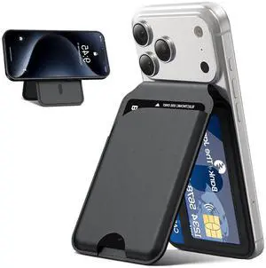 MagSafe Compatible Card Holder with Adjustable Stand for iPhone 17/16/15/14/13/12 Series RFID Protected Wallet Case with 180° Rotatable Stand Fits MagSafe Cases MagSafe Compatible Card Holder with Adjustable Stand for iPhone 17/16/15/14/13/12 Series RFID Protected Wallet Case with 180° Rotatable Stand Fits MagSafe Cases