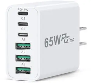 65W USB C Charger Block, Multi Port Fast USB C Wall Charger Plug Power Adapter PD 45W Type C Charging Block for iPhone 17 16e 15 14 13 12 11 Pro Max Pad Galaxy S26 Ultra Tablet 65W USB C Charger Block, Multi Port Fast USB C Wall Charger Plug Power Adapter PD 45W Type C Charging Block for iPhone 17 16e 15 14 13 12 11 Pro Max Pad Galaxy S26 Ultra Tablet