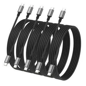 USB C to USB C Cable, 100W 5A Super Fast Charging, PD 3.0, 5-Pack (6.6ft),Braided Type C Charger Cable for iPhone 17/16 Pro Max, iPad Pro, Samsung Galaxy S25, Kindle etc. USB C to USB C Cable, 100W 5A Super Fast Charging, PD 3.0, 5-Pack (6.6ft),Braided Type C Charger Cable for iPhone 17/16 Pro Max, iPad Pro, Samsung Galaxy S25, Kindle etc.