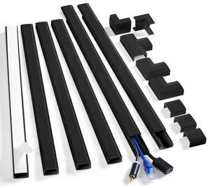 Cord Cover Wall Kit, 94.5in Cord Hider Wall Mounted TV, Self-Adhesive Wire Covers for Cords, Paintable Wire Hiders Cable Raceway Kit, Cable Concealer, 6 x L15.7in W0.98 H0.5in, Black Cord Cover Wall Kit, 94.5in Cord Hider Wall Mounted TV, Self-Adhesive Wire Covers for Cords, Paintable Wire Hiders Cable Raceway Kit, Cable Concealer, 6 x L15.7in W0.98 H0.5in, Black