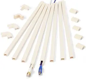 Cord Hider Wall for One Cord, 136in Wire Covers Wall, Easy Install Cable Cover Kit, Cable Raceway Beige, Wire Management Wall, 8X L17in W0.6in H0.4in Cord Hider Wall for One Cord, 136in Wire Covers Wall, Easy Install Cable Cover Kit, Cable Raceway Beige, Wire Management Wall, 8X L17in W0.6in H0.4in