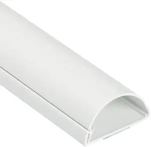 TV Wire Hider, Half Round Cord Cover for Wall Mount TV, Hinged One-Piece Raceway, Paintable, Self-Adhesive Cable Management - 2" (W) x 1" (H) x 18" Length - White TV Wire Hider, Half Round Cord Cover for Wall Mount TV, Hinged One-Piece Raceway, Paintable, Self-Adhesive Cable Management - 2" (W) x 1" (H) x 18" Length - White