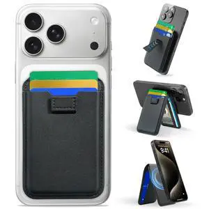 For MagSafe Wallet, 5-Card Holder, RFID Blocking, Magnetic Wallet for iPhone 17 with Adjustable Stand, Pull Tab Vegan Leather Phone Wallet, for iPhone 16/15/14/13/12 Series, Not for 13/12 Mini, Black For MagSafe Wallet, 5-Card Holder, RFID Blocking, Magnetic Wallet for iPhone 17 with Adjustable Stand, Pull Tab Vegan Leather Phone Wallet, for iPhone 16/15/14/13/12 Series, Not for 13/12 Mini, Black