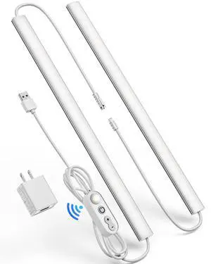 Motion Sensor Dimmable Under Cabinet Lighting, 6000K White, Plug-in, Linkable LED Closet Light Bars, 12-inch 2 Pack Motion Sensor Dimmable Under Cabinet Lighting, 6000K White, Plug-in, Linkable LED Closet Light Bars, 12-inch 2 Pack